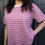 MTS Striped Short Sleeve Tee in Pink,White Photo 0