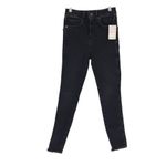 Free People  Womens Fringe Hem Solid Cotton Blend Skinny Jeans Black‎ Size 26 NWT Photo 1