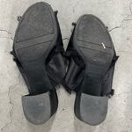 Libby Edelman 6.5  black satin fringe slip on wedges Photo 2