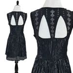 Free People  Bohemian Gypsy Mirror Embroidered Dress 2 XS Witchy Gauze Cotton Photo 4