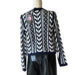 NWT Martha Stewart Collection Chunky Y2K Cable Knit Cardigan Gold Button Blue Size M Photo 4