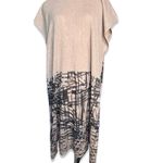 None Neutral Taupe Beige Abstract Art Knit Shawl Wrap Poncho Scarf Lightweight Layer Photo 4