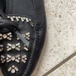 Prada  Black Crystal Embellished Leather Loafers Photo 3