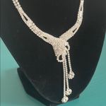 Floral Art Deco Bridal Wedding Prom Formal Drop Rhinestone and Silver Necklace Photo 1