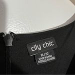 City Chic  Spliced Mod Sheath Dress Black Ponte Faux Leather Trim‎ V-Neck XL/22 Photo 5