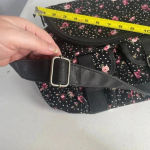 Olsenboye  Floral Crossbody Bag Corduroy Black Pink Leather Strap GUC! 0096‎ Photo 8