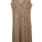 VTG Y2K Portrait Tan Ditsy Floral Babydoll Sleeveless Mesh Sheer Lined Dress L Brown Size L Photo 0