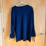 J Crew Navy Blue V Neck Bell Sleeve Tie Detail Sweater Knit Top Womens Size L Size L Photo 4