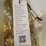 Kate Kasin Bright Gold Sequin Maxi Gown XS Elegant Formal Evening Dress Deep V Photo 9