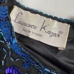 Laurence Kazar  Size Medium Silk Top Heavily Beaded Blue Teal Black Made in India Photo 2