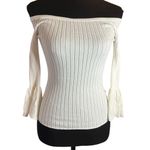 Forever 21  Ivory Bell Sleeve Ribbed Knit Sweater - Size Small | Fairy Core Style Photo 5