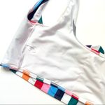 Rainbow Colorful Vertical Striped Bikini Top S/M White Photo 2