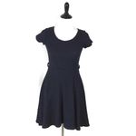 Gracia Womens Fit & Flare Skater Dress Size S Blue Knit Minimalist Preppy Office Photo 3