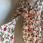 Diva Floral Print romper long sleeve L boho cottage Y2K fairy whimsi red green Multiple Size L Photo 0