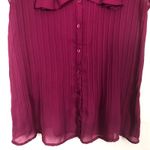 East 5th  Ruffle Pleated Button Down Pink Chiffon Top Size M Photo 4