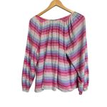 J.Crew Women's Peasant top metallic pastel stripe XL Long Sleeve tassel #AM634 Photo 7
