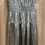 Old Navy  Metallic Silver Waist Defined Cami Midi Dress Size M NWT Photo 0