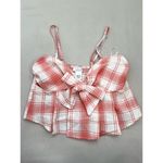 Kirious Los Angeles Top Size Small Plaid Crop Bow Detail Adjustable Straps Red Photo 1