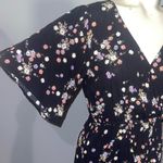 Rewind  Black Floral Dress faux wrap mini dress EUC woman’s small Photo 1