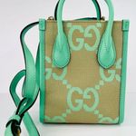 Gucci Monogram Jumbo GG Supreme Dollar Logo Pepper Mint Calfskin Mini Tote Bag Photo 0