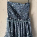 Strut & Bolt  Blue Strapless Glitter Tulle Tiered Maxi Dress Fairy Princess Dance Photo 1