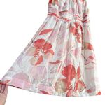 Ann Taylor LOFT Linen Pink Floral Fit & Flare Cocktail Dress, Size 4 White Photo 6