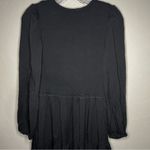 Bohme  Black Tencel Smocked Tiered Long Sleeve V-Neck MIDI Dress Photo 10