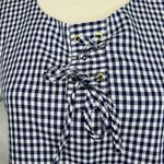 ZARA Dress Size M Blue White Gingham Check Shift Short-Sleeve Tie Back Photo 3