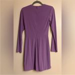 Mac Duggal NEW Ieena for Long Sleeve Front Knot Jersey Mini Dress Photo 4