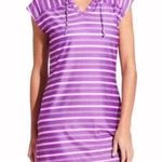 Athleta WICK IT PURPLE STRIPED HOODED SLEEVELESS SWIM COVERUP XS Photo 0
