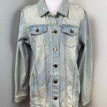 Mono B Light Was Distressed Ripped Denim Jean Jacket Large Blue Photo 0