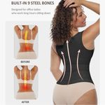 NWT Medium Women’s Latex Waist Trainers Vest Corset 3 Belts Hooks Steel Bones Black Photo 2