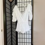 White Asymmetrical Puff Sleeve Bodysuit for sleeping or lounging Photo 7