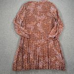 Nine West Pleated V-Neck Shirt Dress Women's Large Collared Brown Sheer Sleeves Photo 7