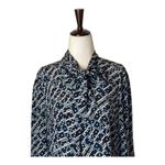 LK Bennett Dress Women 4 Black Blue Silk Domino Tie Neck Lotte Mini Shirt Dress Photo 5