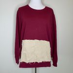 Hanes Burgundy Tan Denim Kangaroo Pocket Crewneck Sweatshirt Sz 2X Photo 1
