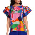 Tuckernuck Sugarlips colorful print blouse puff sleeves top farm rio embroidered tropical Photo 0