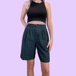 Vintage Dark Green Plaid Bermuda Shorts 🔥 Size 10 Photo 2