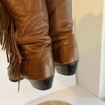 Vintage USA Brown Soft Genuine Leather Pointed Toe Fringe Western Boots Size 6.5 Photo 12