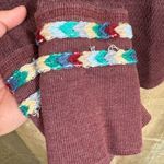 Free People Rainbow Thermal Wine Maroon Long Sleeve Boho Small Photo 5
