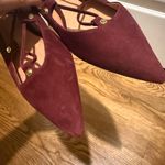 Halogen maroon suede lace-up pointy toe ballet flats size 8 Photo 6