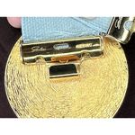 Gutos W germany elastic belt round filigree clasp goldtone blue 1980s Photo 7