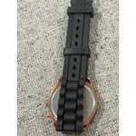 Geneva Watch Black Silicone Band Gold Accents Women's Fashion Wristwatch Photo 7