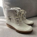 Sperrys Saltwater Tide Wool Ivory Cream Embossed Rain Duck Wedge Boot size 6 Photo 1