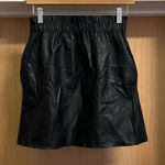 ZARA Knit Faux Leather Black Skirt Paper Bag Elastic Waist with Pockets - size S Photo 0
