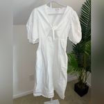RHODE Greer Dress Womens 6 Crisp White Cutout‎ Midi Short Sleeve Cotton Poplin Photo 4