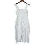 ZARA Bodycon Overall Sleeveless Denim Midi Dress Raw Hem Button Down S White Photo 12