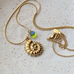 Handmade gold tone stainless steel boho chic beach shell ammonite & teardrop necklace🌀🐚🌊 Photo 4