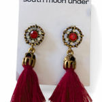 South Moon Under Gold and Red Tassel Earrings Photo 0