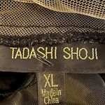 Tadashi Shoji  XL Black Lace Corded Embroidery Tulle Pintuck Jersey Boatneck Long Photo 6